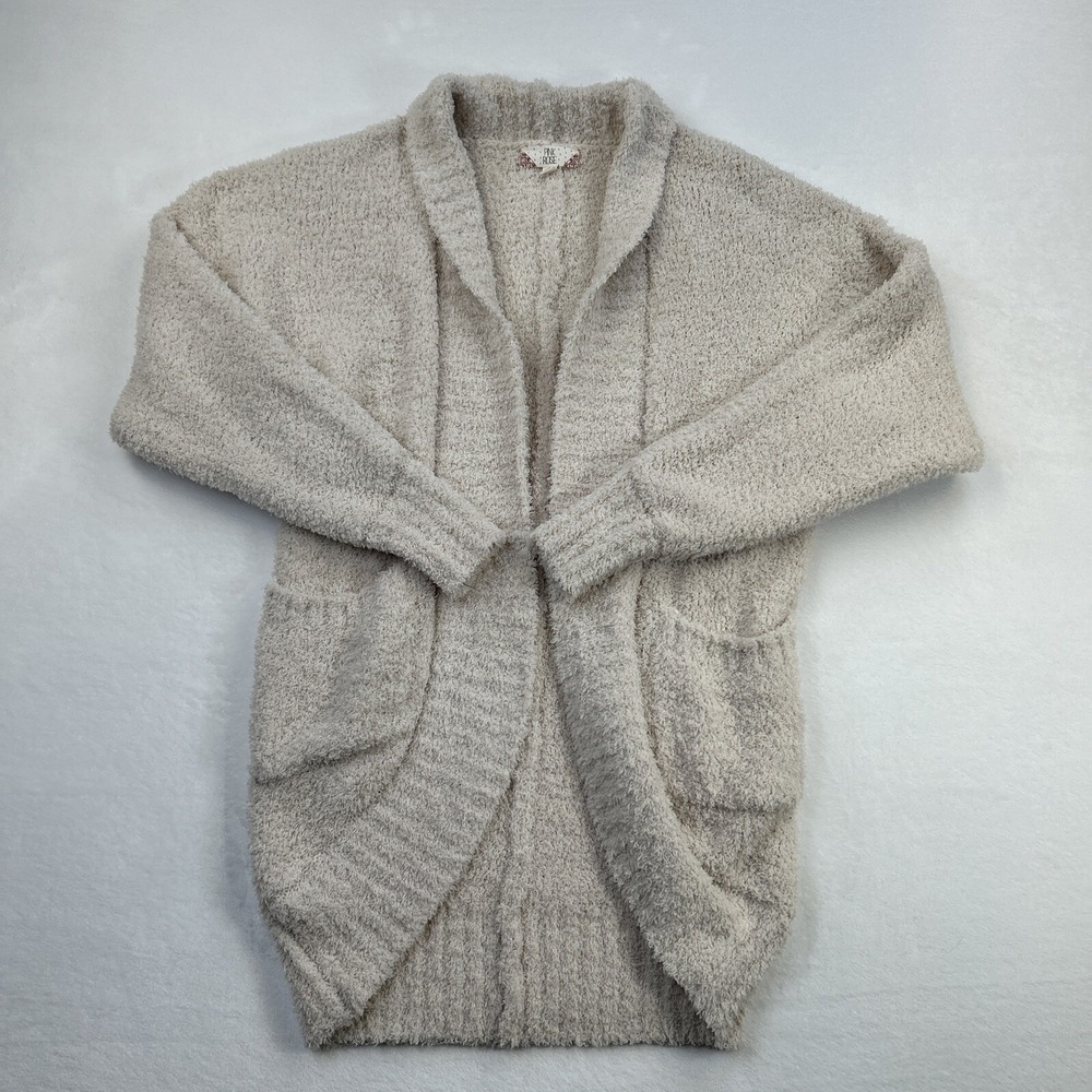 Pink Rose Cardigan Womens Small Brown Tan Beige Open Front Casual Lounge Ladies - Picture 10 of 16
